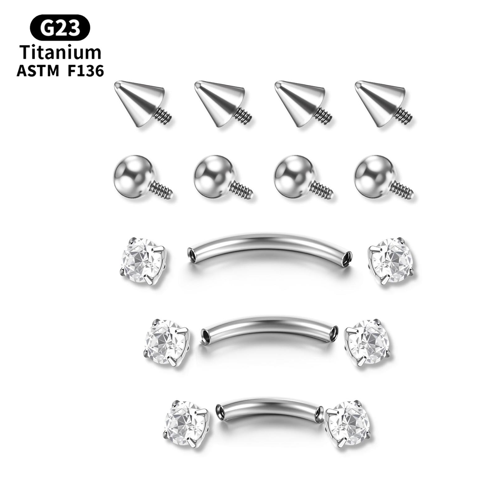 Body Jewelry Vertical Labret - 17pcs/Set Titanium fil interne courbé Barbell