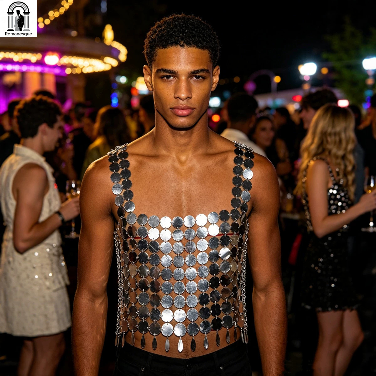 Body Jewelry Vest - Gilet de corps ajustable pour homme,
