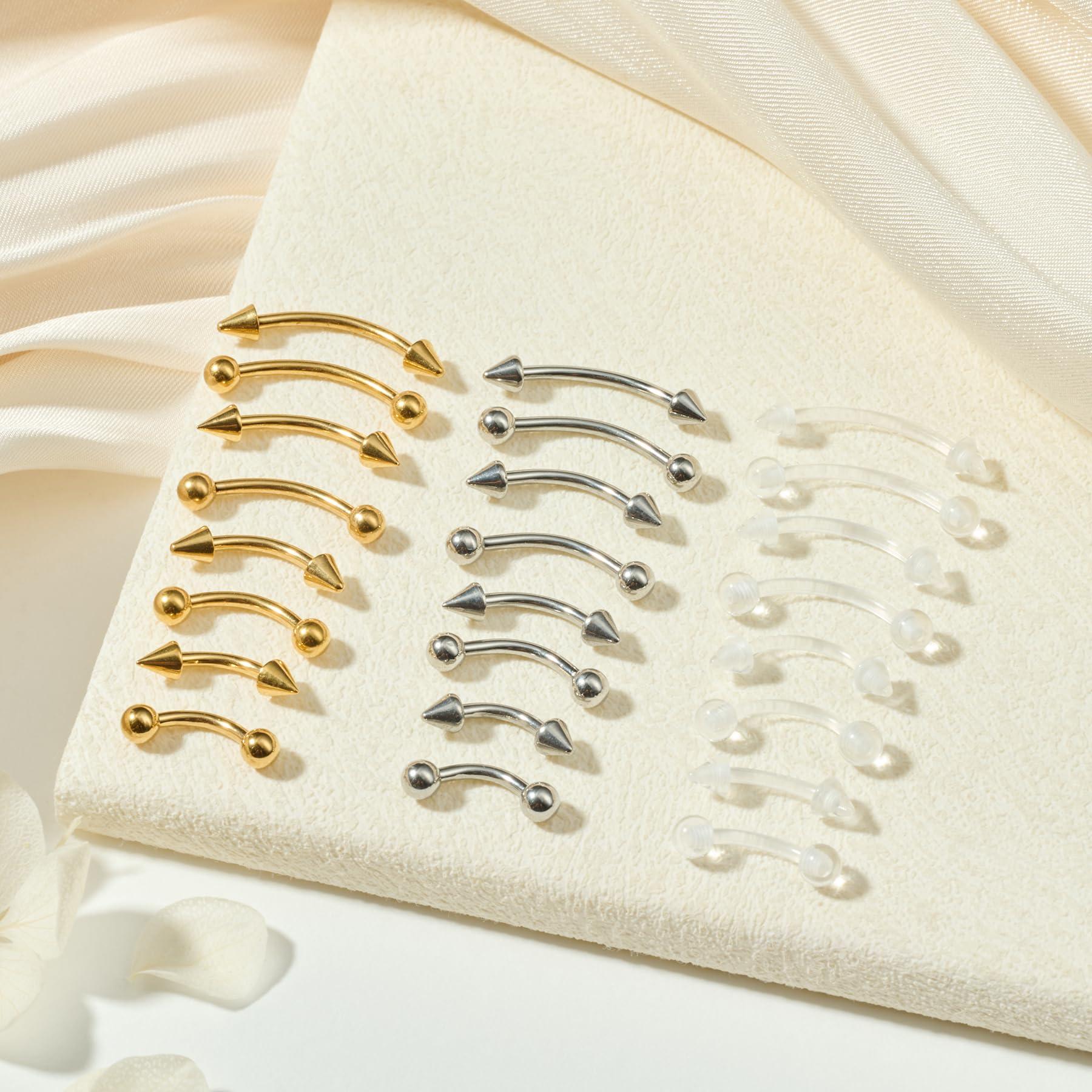 Body Jewelry Vertical Labret - 24 pièces 16G Acier Inoxydable Barbell