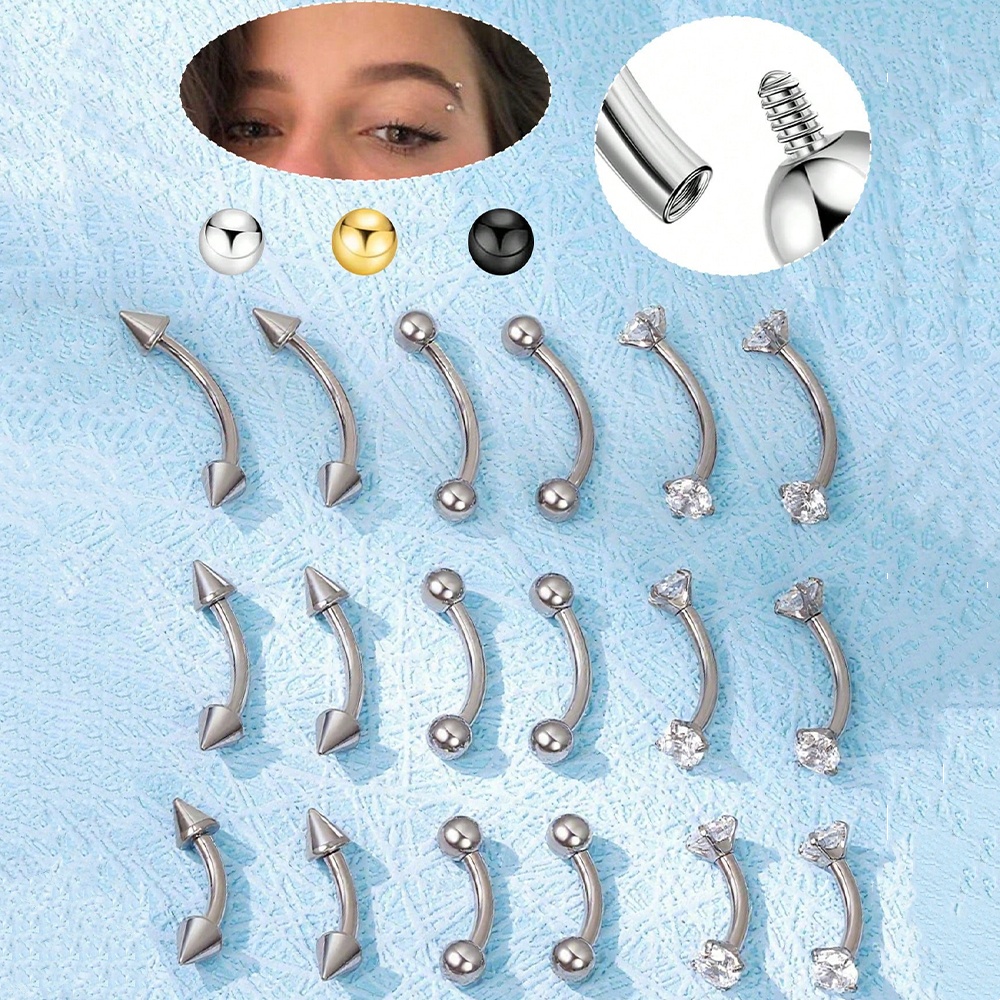 Body Jewelry Vertical Labret - 6 pièces 16G en acier inoxydable