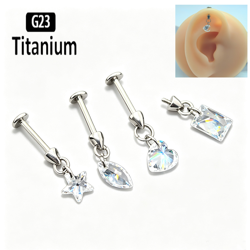 Body Jewelry Vertical Labret - Piercing en Titane G23 à Filetage