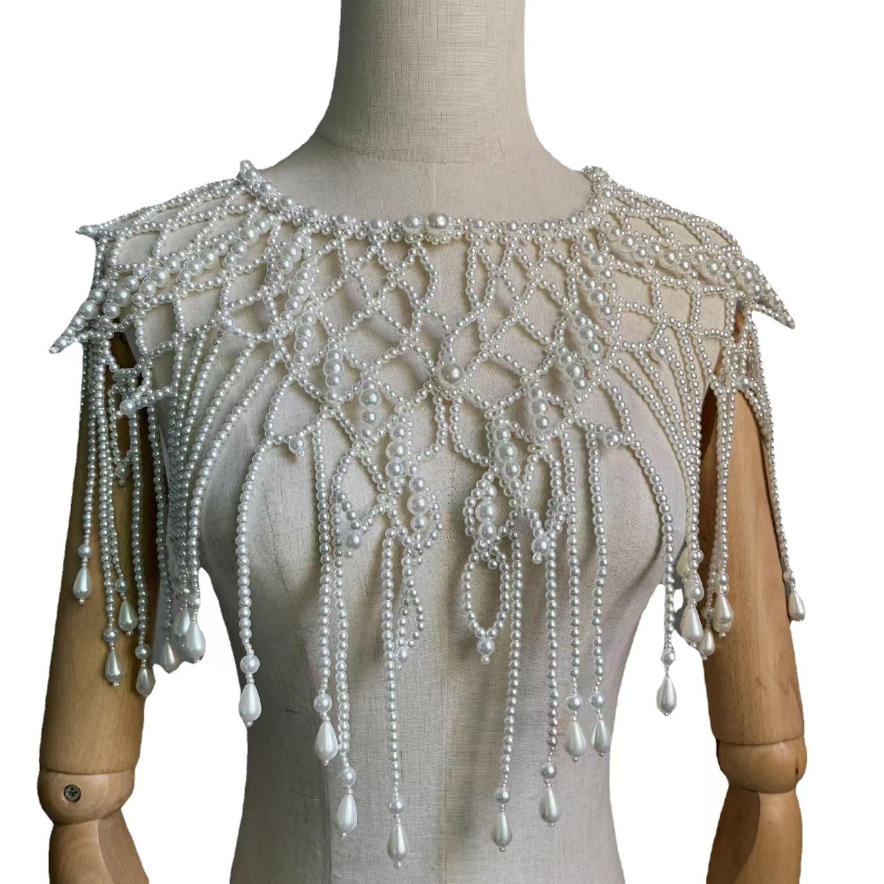 Body Jewelry Vest - Châle-veste perlé d'inspiration victorienne, poncho à