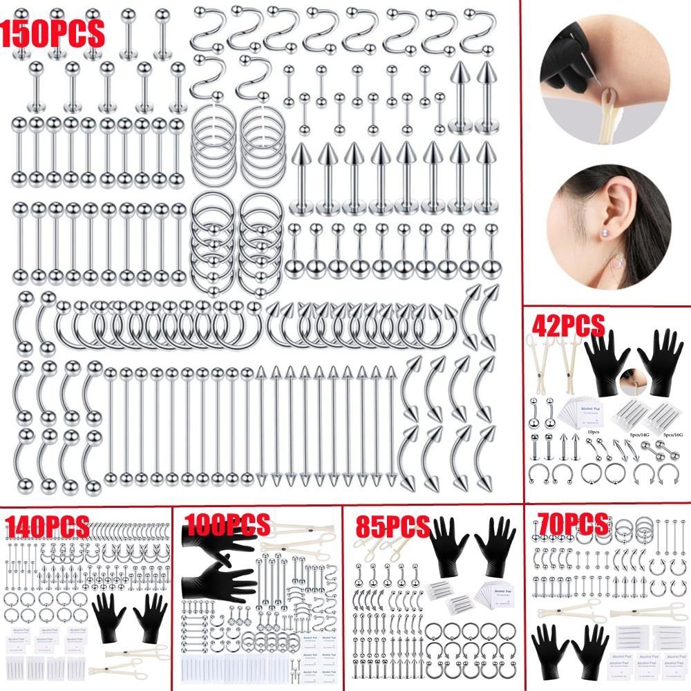 Body Jewelry Hoops - Kit de Piercing Corporel 150/140/85/70/42 Pièces,