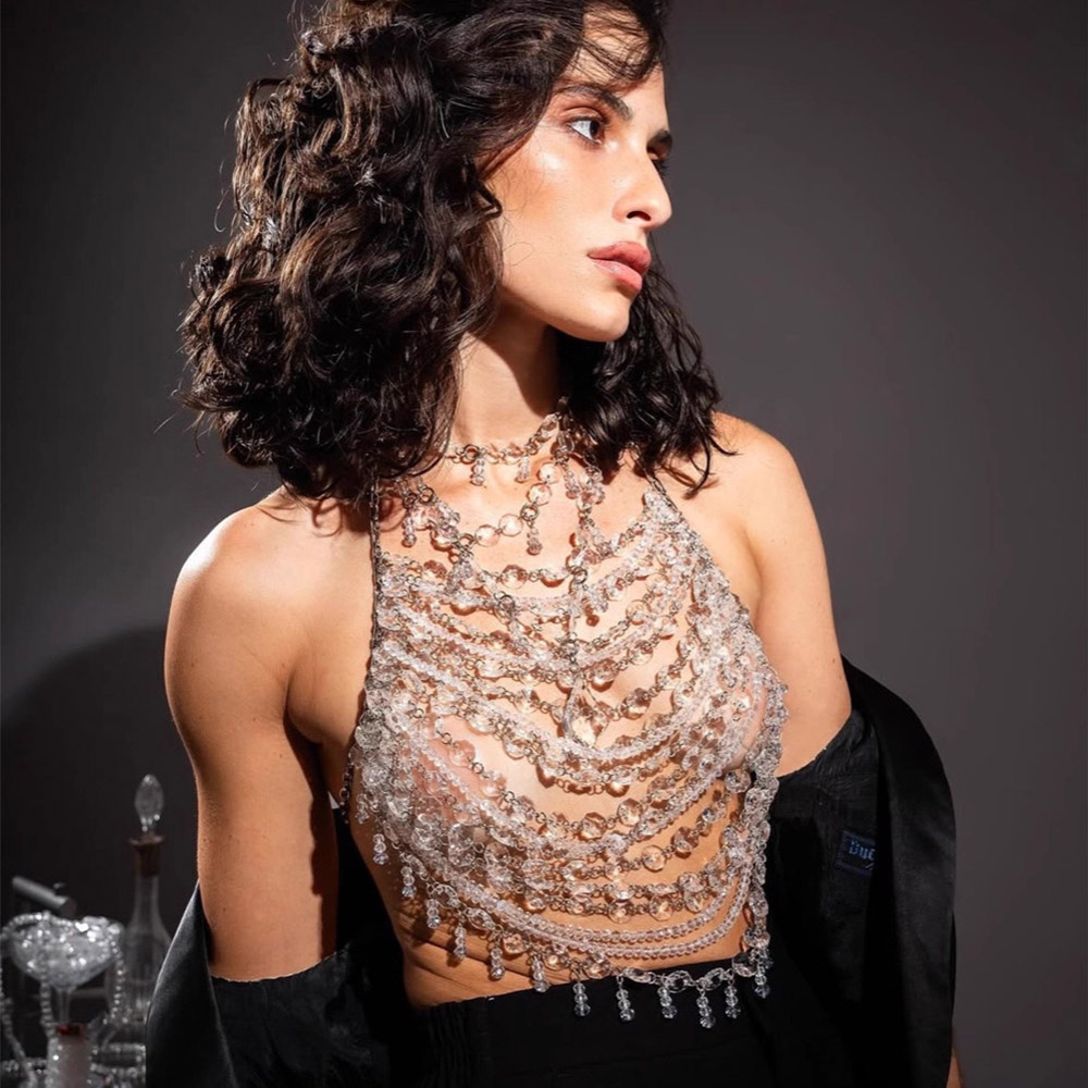 Body Jewelry Vest - Gilet perlé fait à la main,