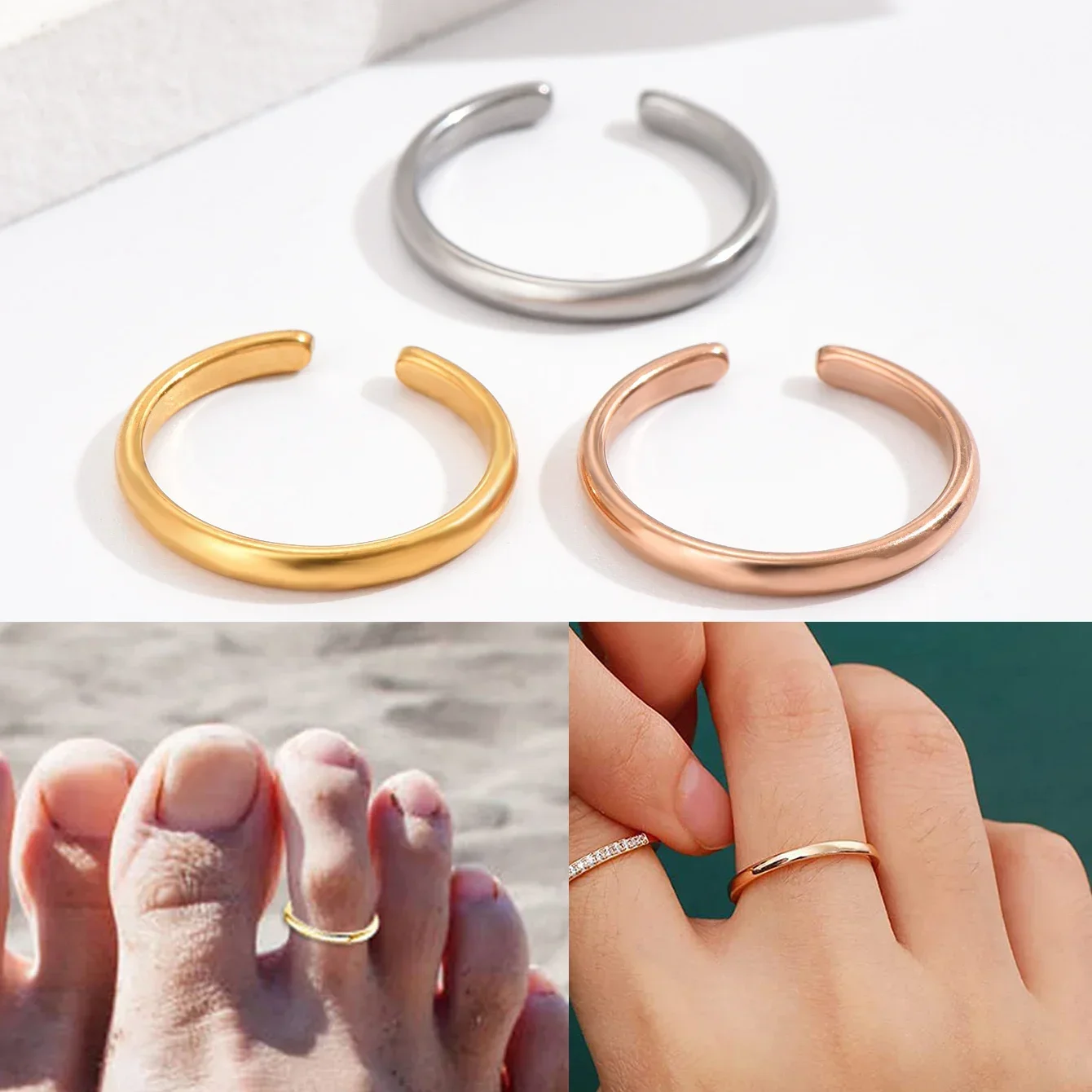 Body Jewelry Hoops - Bagues d'orteil réglables en acier inoxydable