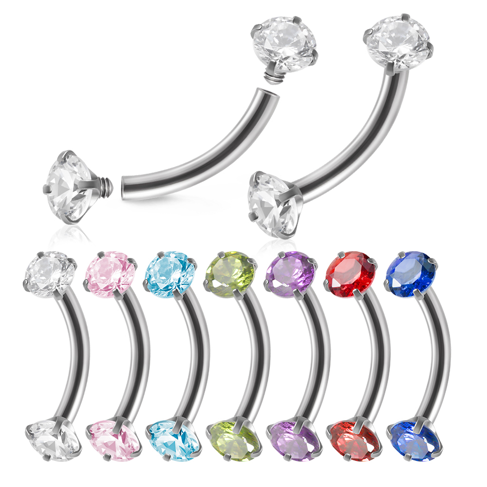 Eyebrow Curved Barbell - Piercing en Acier à Filetage Interne,