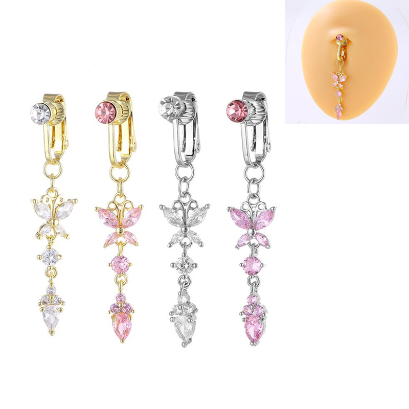 Body Jewelry Belly Button Rings - EVISPOL Clip sur nombril anneau papillon
