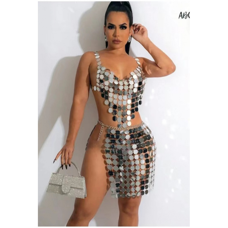 Body Jewelry Vest - Femmes corps bijoux gilet acrylique paillettes