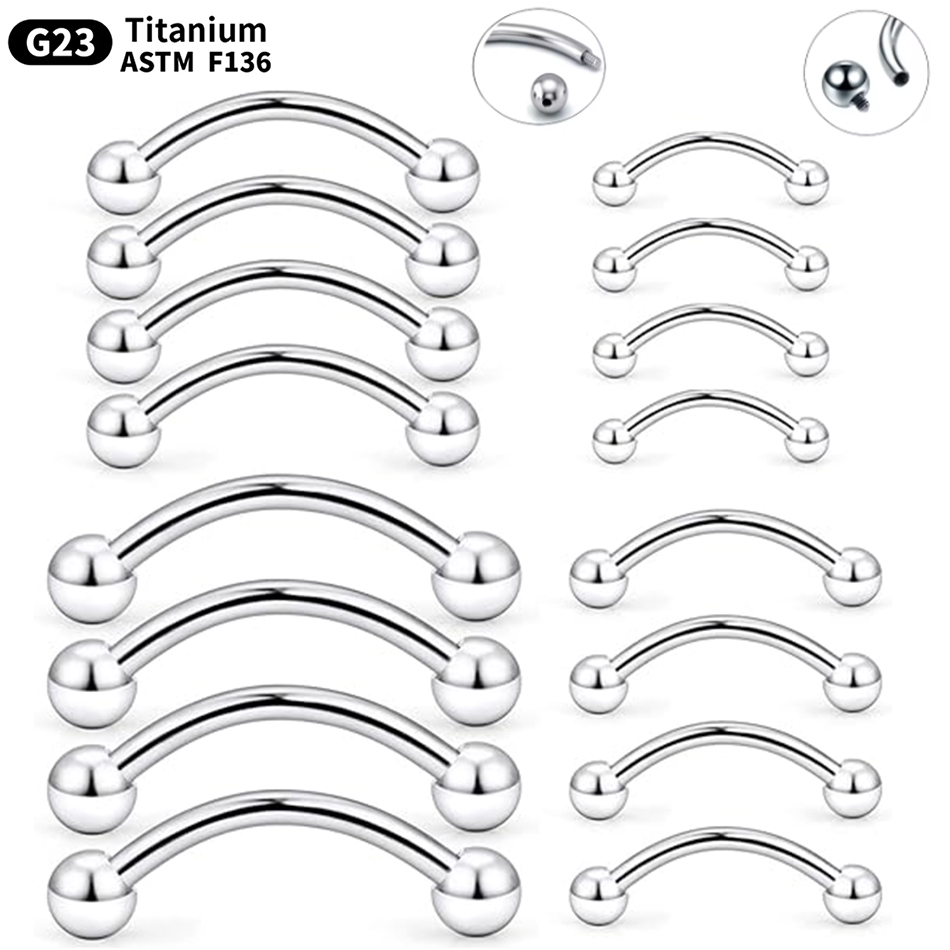 Eyebrow Curved Barbell - Piercing en titane incurvé, anneau à