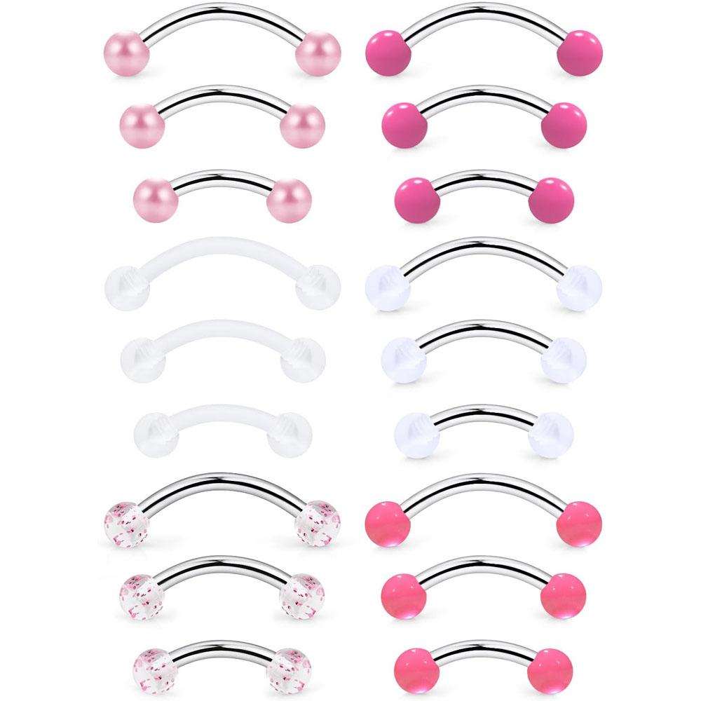 Body Jewelry Vertical Labret - Lot de 1/18 pièces 16G 6/8/10mm