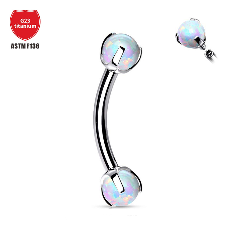 Eyebrow Curved Barbell - Piercing en Titane et Opale pour