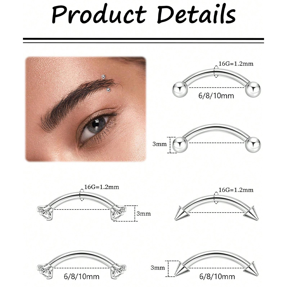 6 pièces 16G en acier inoxydab - Body Jewelry Vertical Labret avis et prix
