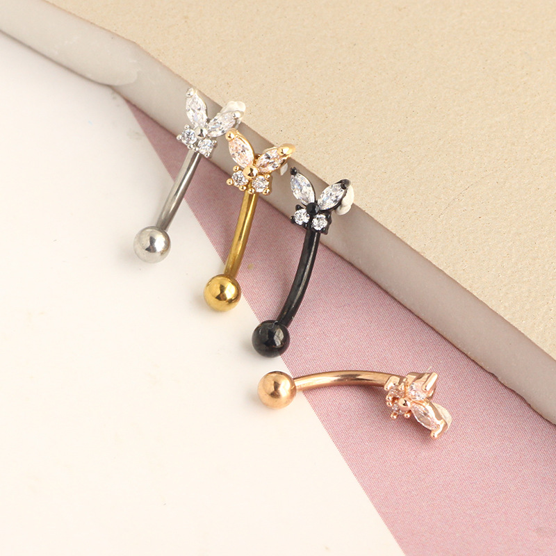 Bijoux de piercing Rook en or  - Eyebrow Curved Barbell avis et prix