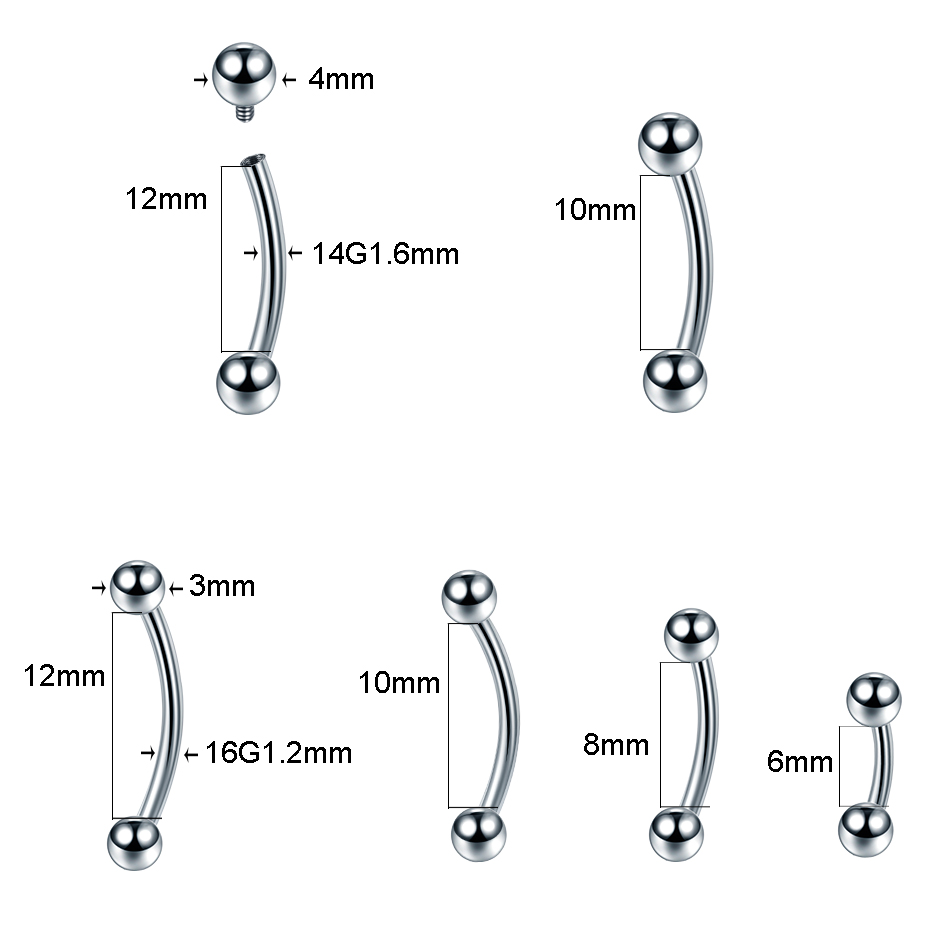 10 pièces/lot G23 titane sourc - Eyebrow Curved Barbell avis et prix