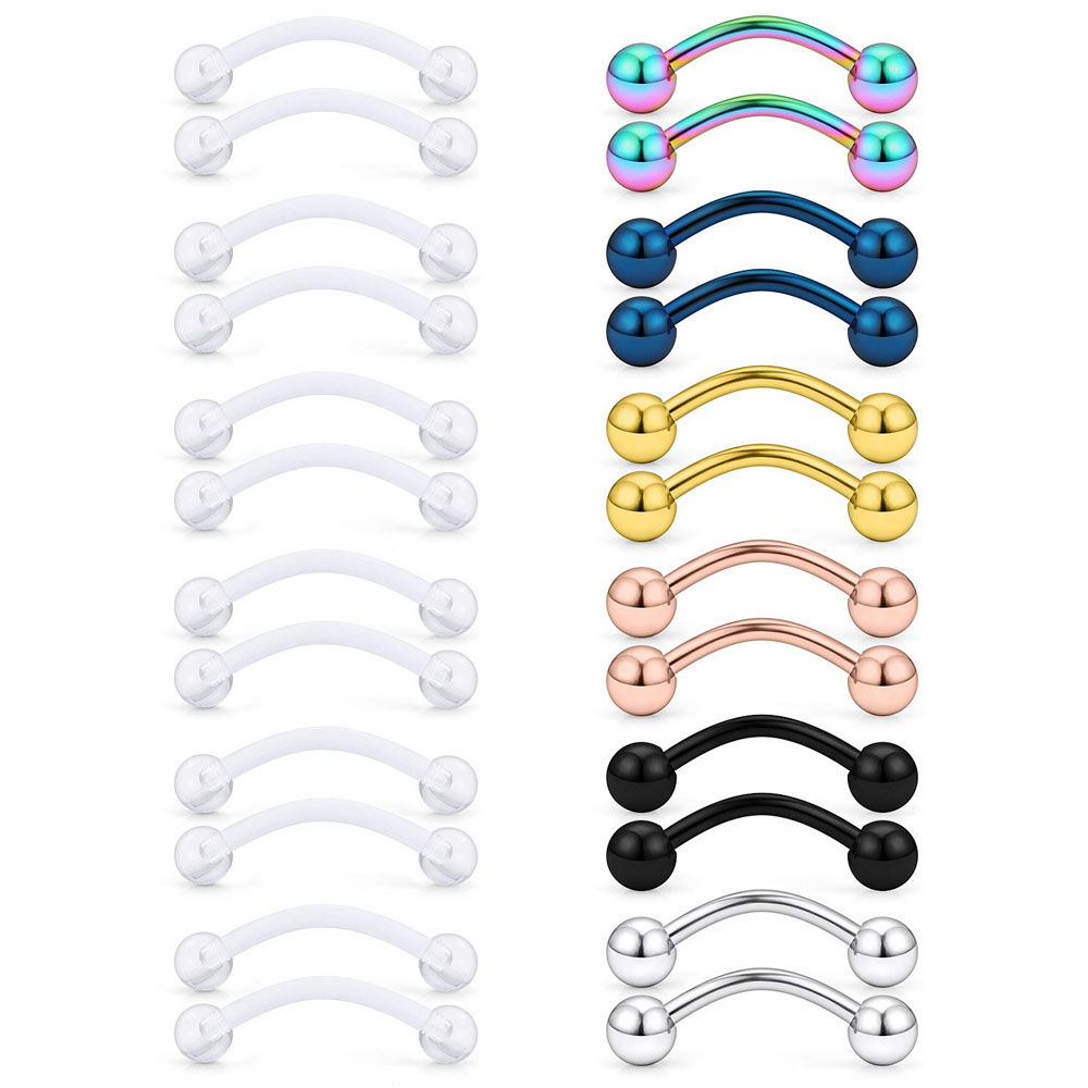 16G acrylique transparent Biof - Eyebrow Curved Barbell avis et prix