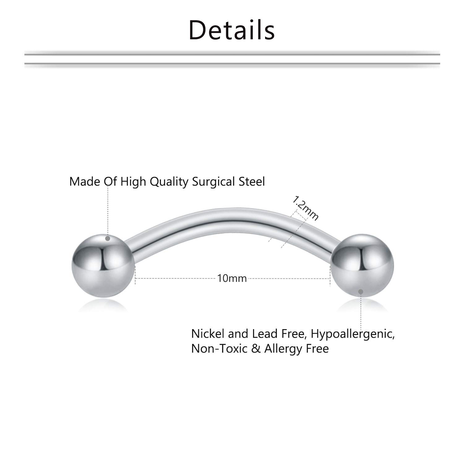 16G acrylique transparent Biof - Eyebrow Curved Barbell avis et prix