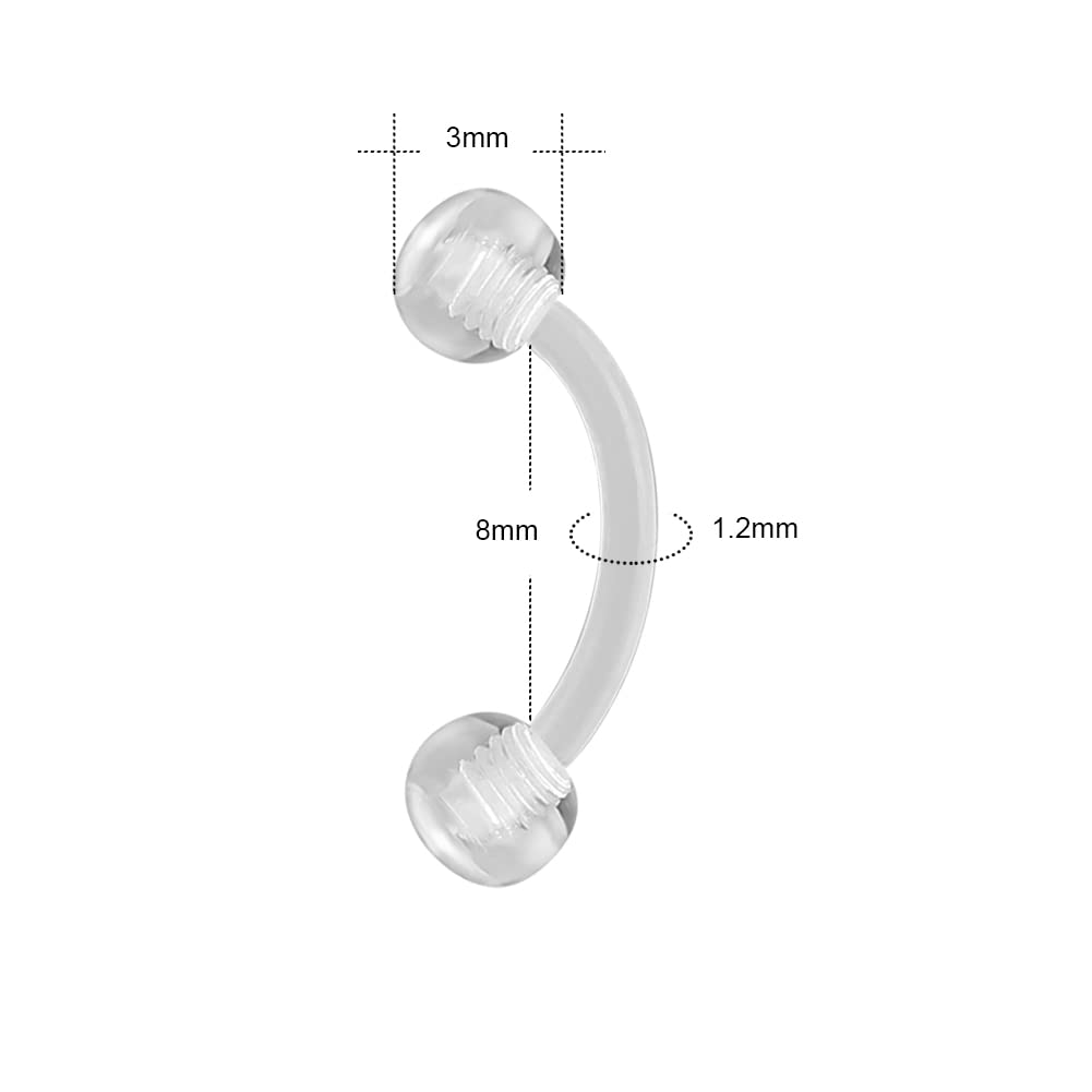 16G acrylique transparent Biof - Eyebrow Curved Barbell avis et prix