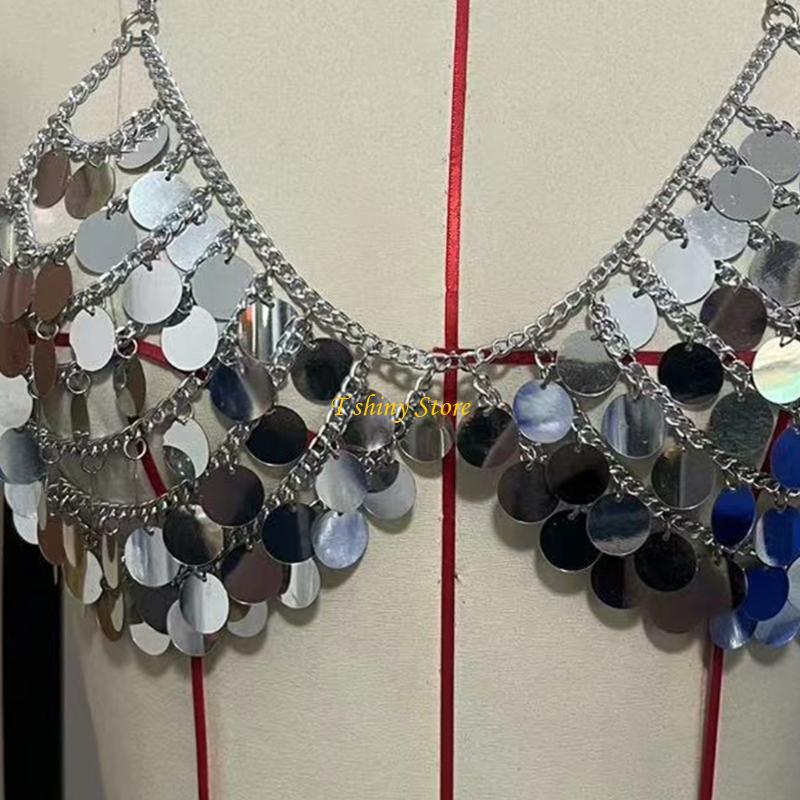 N58F Festive Sequins Veste Pai - Body Jewelry Vest avis et prix