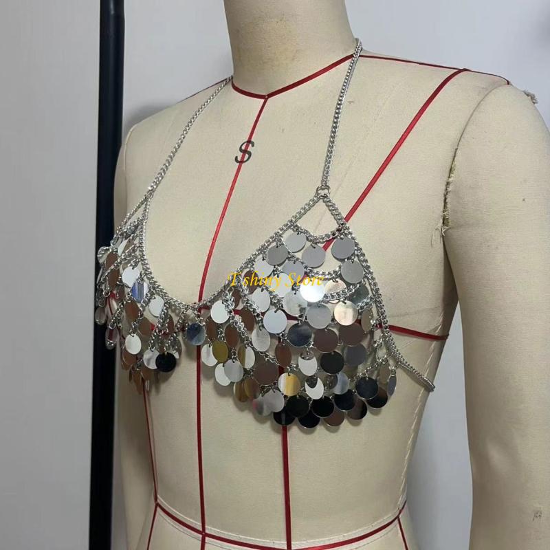 N58F Festive Sequins Veste Pai - Body Jewelry Vest avis et prix