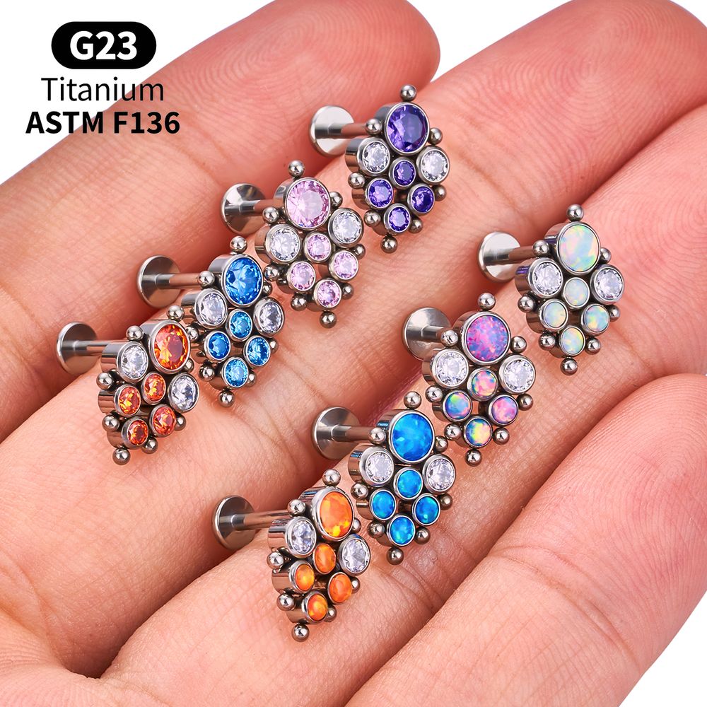 Labret en Titane Arc Opale pou - Body Jewelry Vertical Labret avis et prix