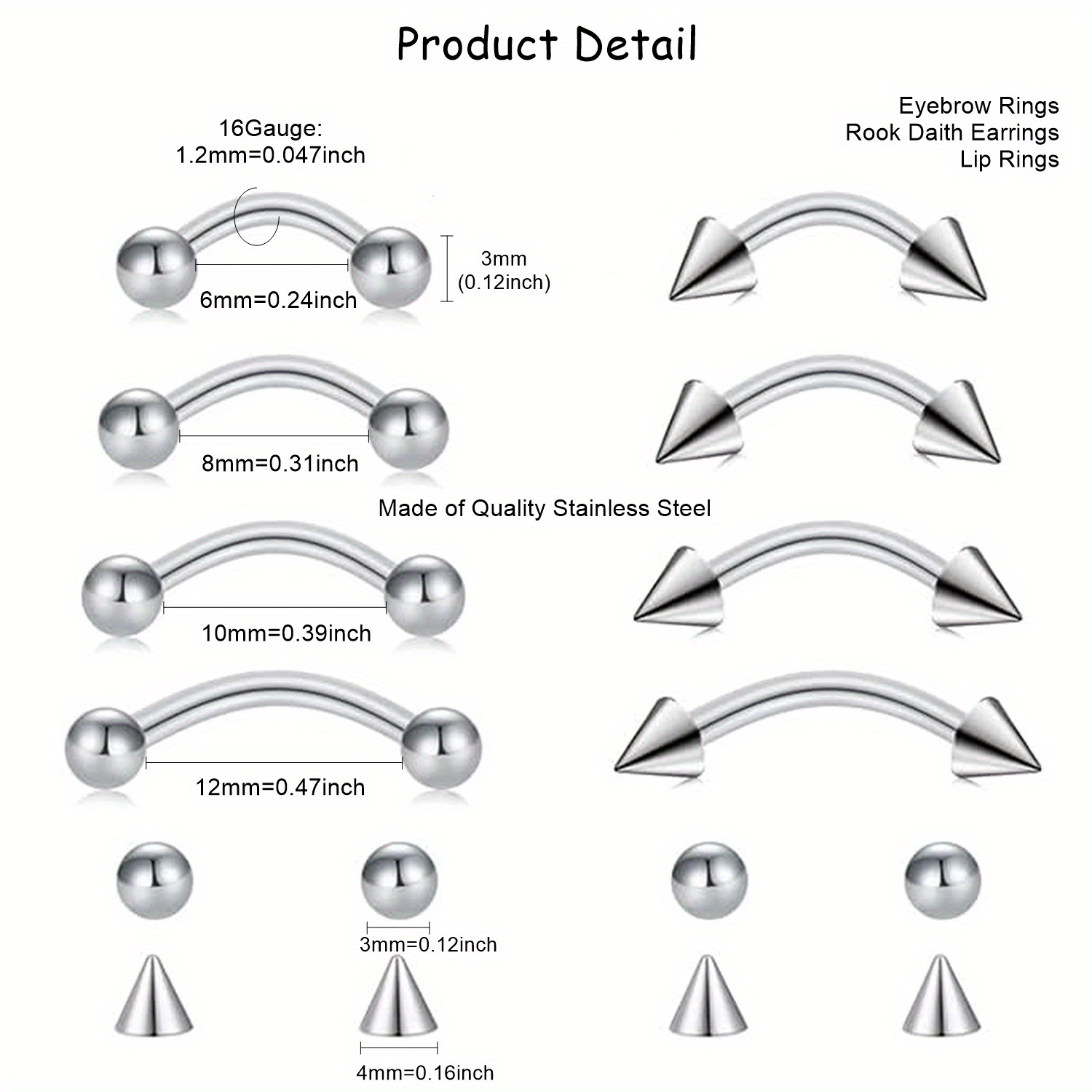 8 pièces Rook Piercing bijoux  - Body Jewelry Vertical Labret avis et prix